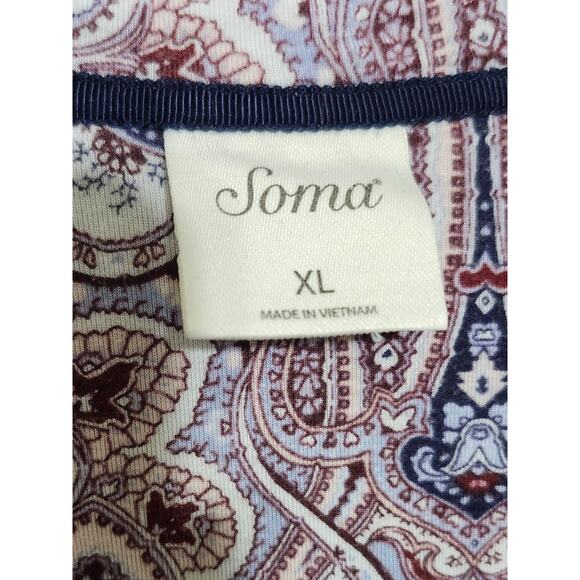 Soma XL Cool Nights Pajama TOP Angelic Paisley Long-Sleeve Button Up. - Picture 5 of 6